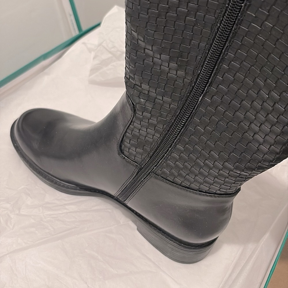 NIB [David Tate] Quest Woven Round Toe Knee-High Black Boots Womens Size 6.0 - Picture 5 of 10